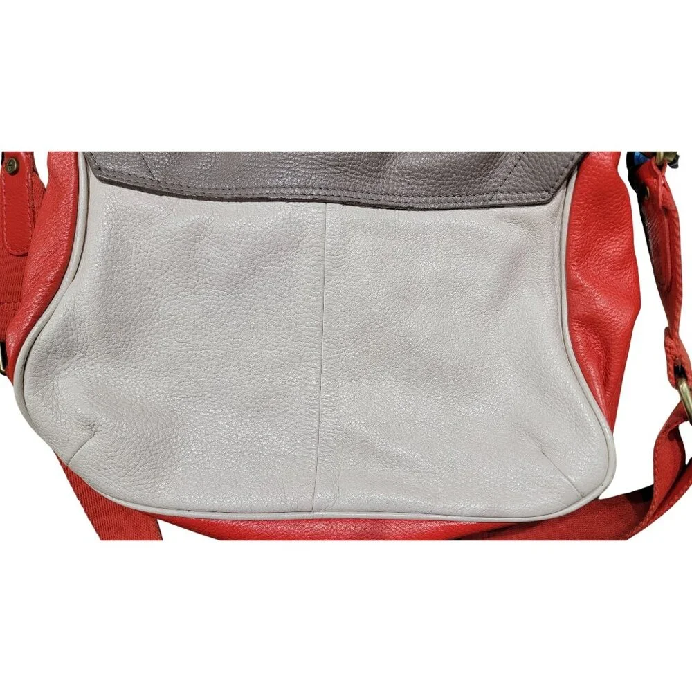 Boden Red & Gray Leather Crossbody Bag With Floral Lining - Picture 16 of 16